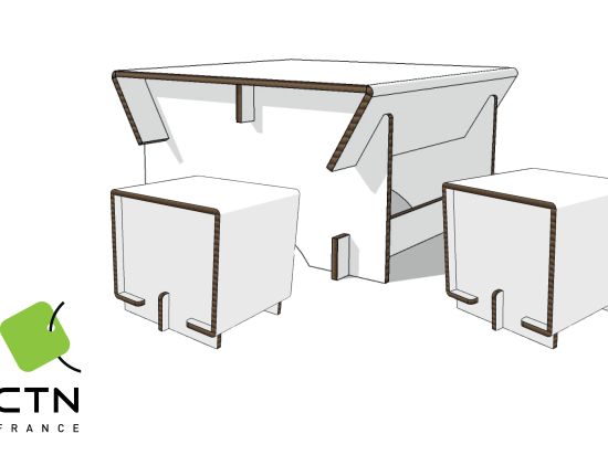 Mobilier en Carton 1 Table Et 2 Poufs