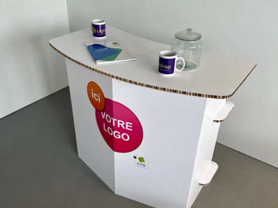 Comptoir d'Accueil en Carton Imprimé Avec Angles